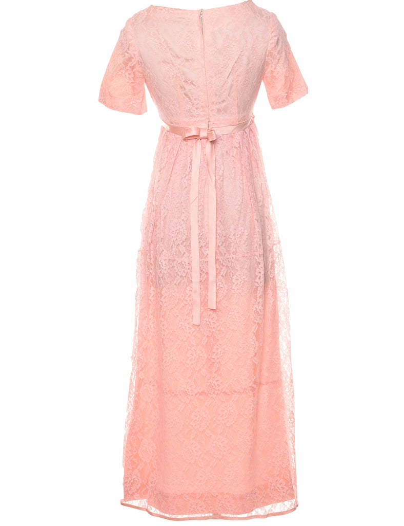 Light Pink Lace 1970s Maxi Dress - XS