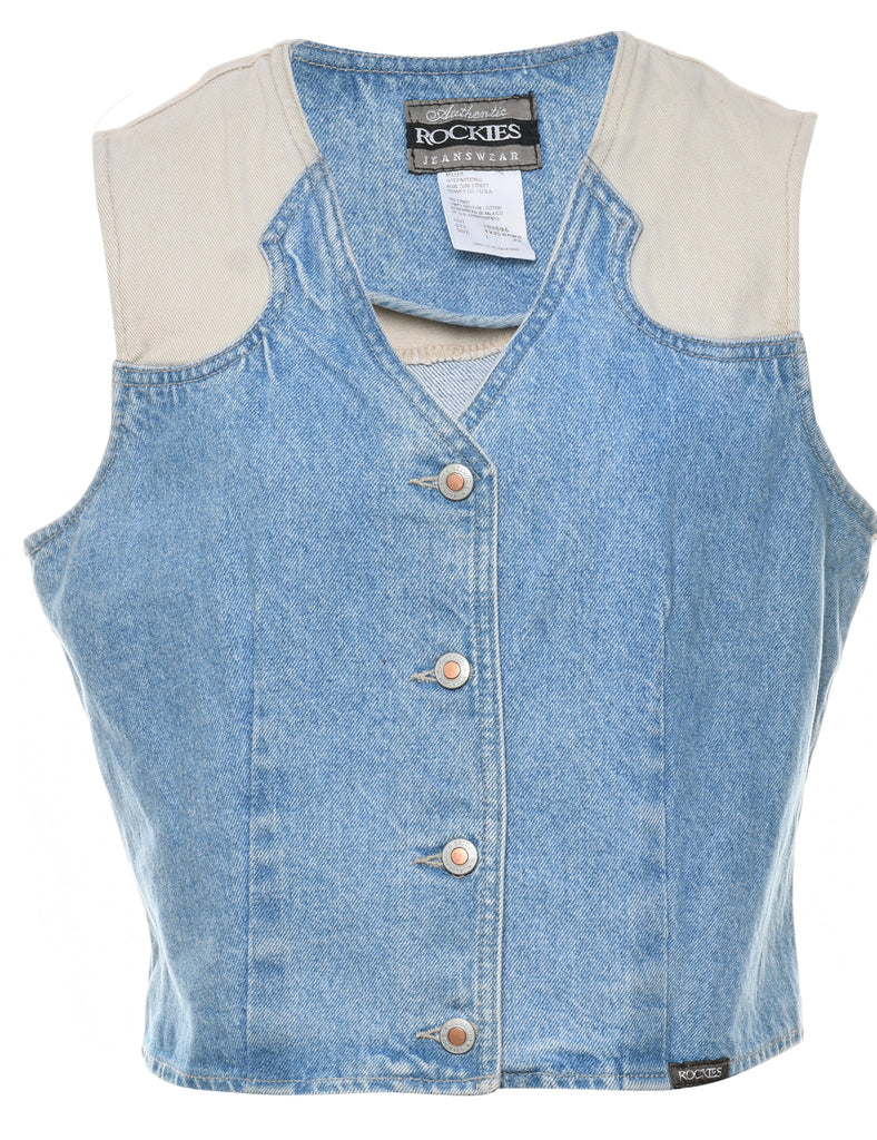 Light Wash Denim Jacket Vest - L