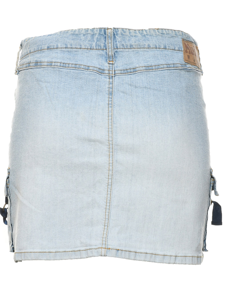 Light Wash Y2K Denim Cargo Skirt - L
