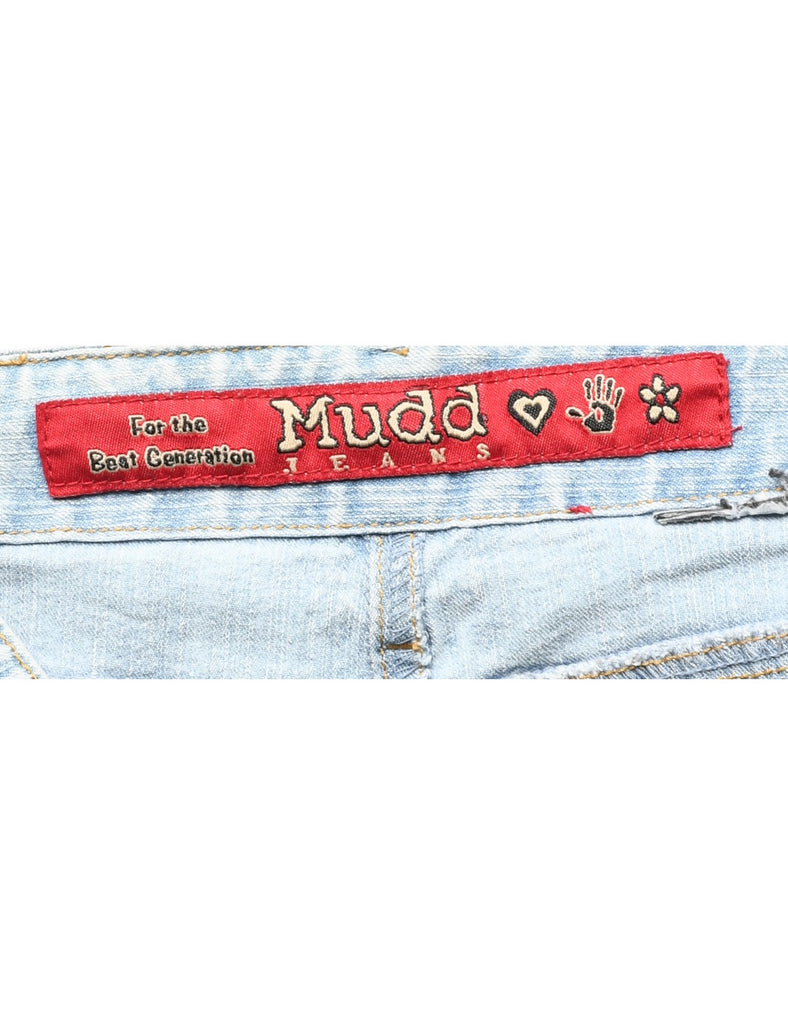 Light Wash Y2K Denim Cargo Skirt - L