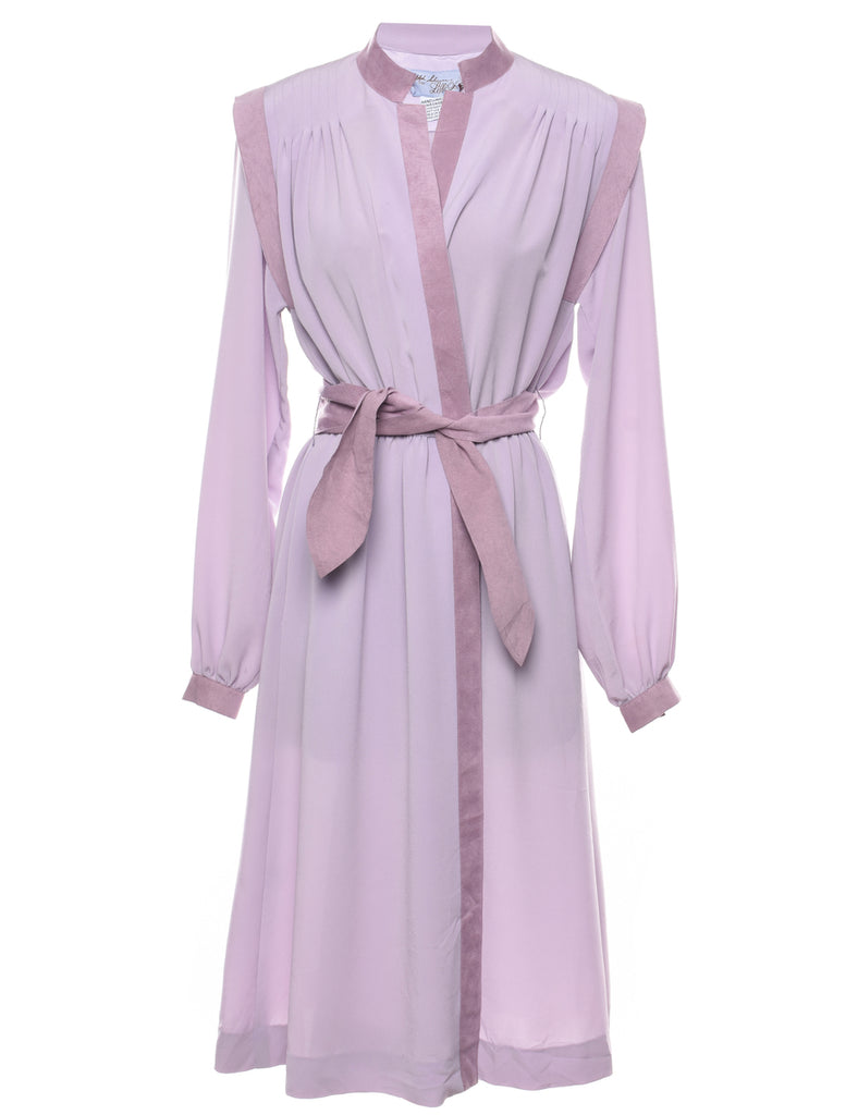 Long Sleeved Belted Dress - S