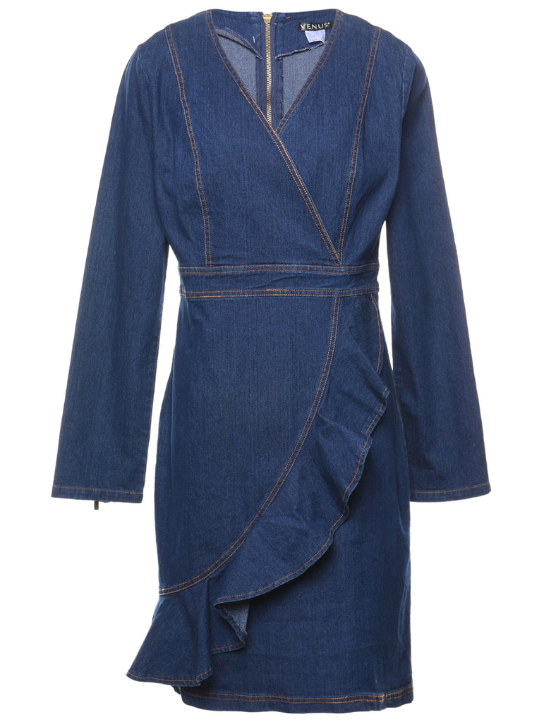 Long Sleeved Denim Dress - M