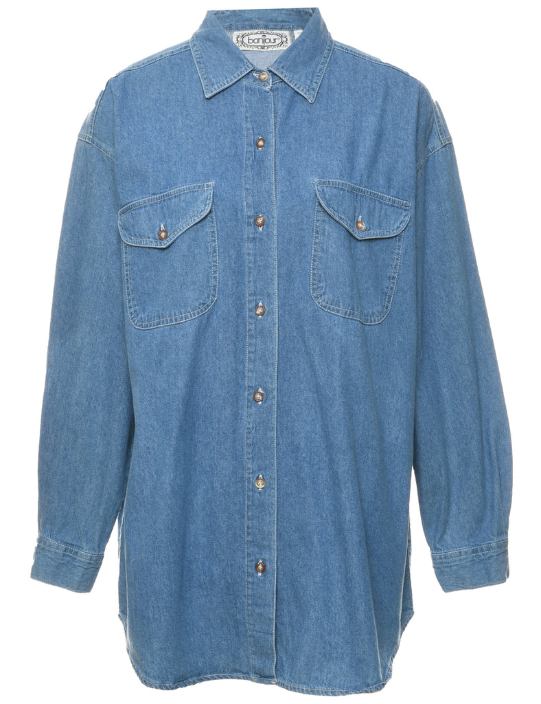 Long Sleeved Denim Shirt - L