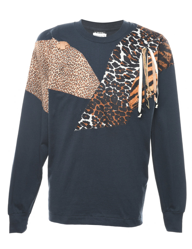 Long-Sleeved Leopard Print T-shirt - L