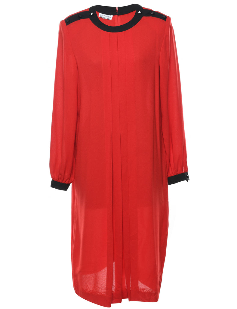 Long Sleeved Red Dress - L