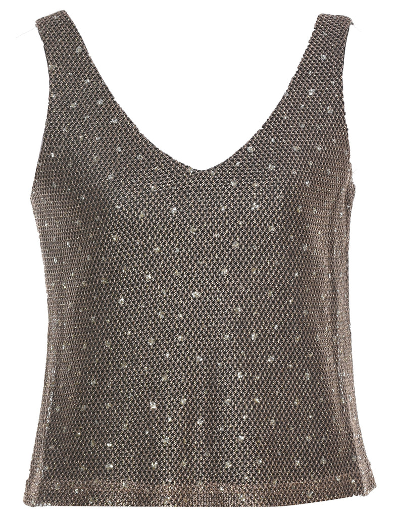 Lurex Brown Evening Top - S