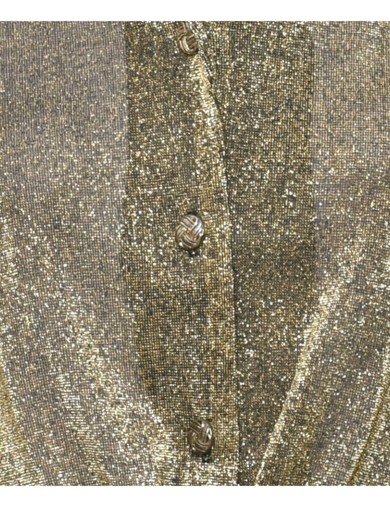 Lurex Cropped Tie Front Evening Blouse - L