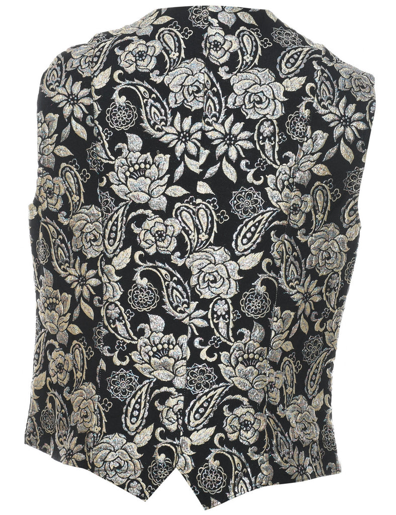 Lurex Floral Pattern Waistcoat - L