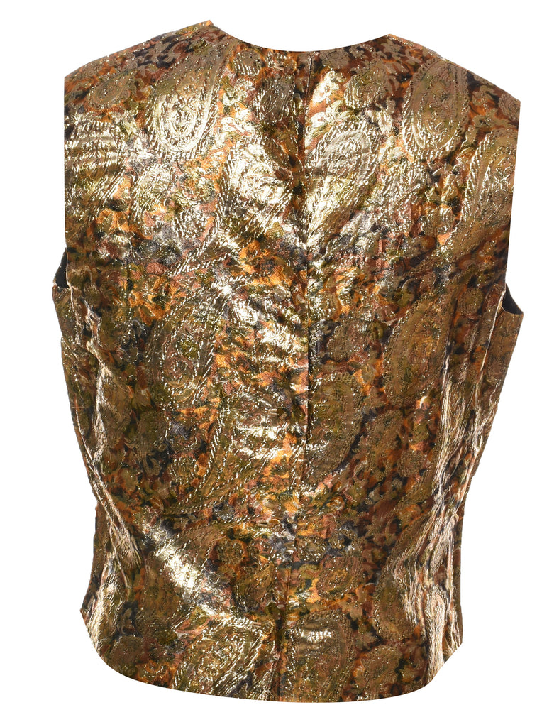 Lurex Paisley Print Evening Top - M