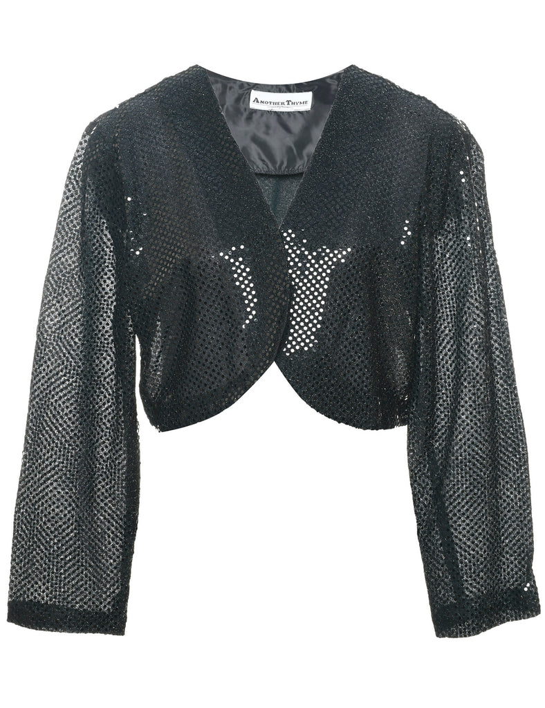 Lurex Thread Pattern Bolero Jacket - L