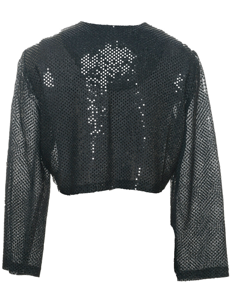 Lurex Thread Pattern Bolero Jacket - L