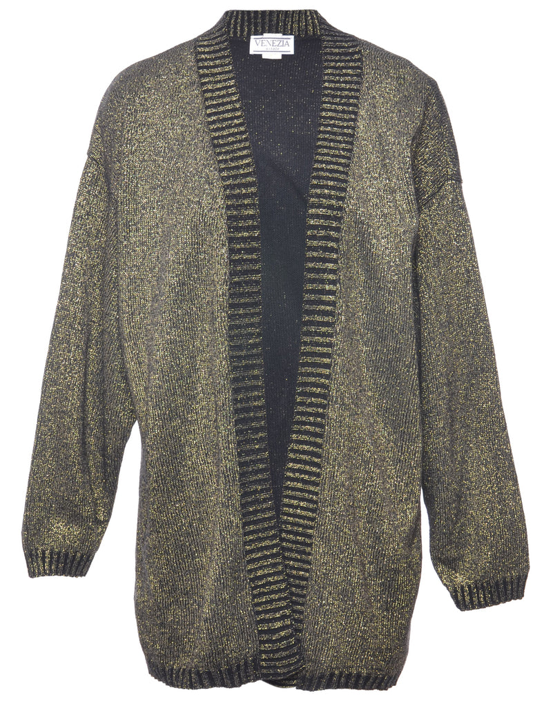 Lurex Thread Pattern Cardigan - L