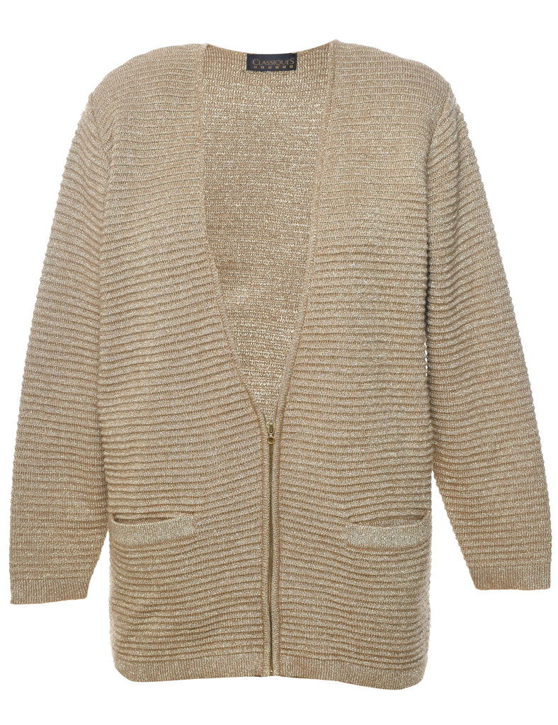 Lurex Thread Pattern Cardigan - L