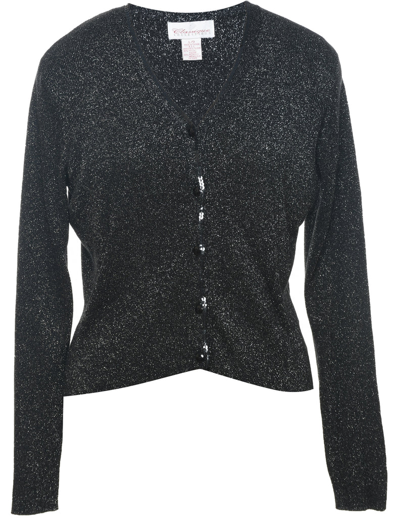 Lurex Thread Pattern Cardigan - L