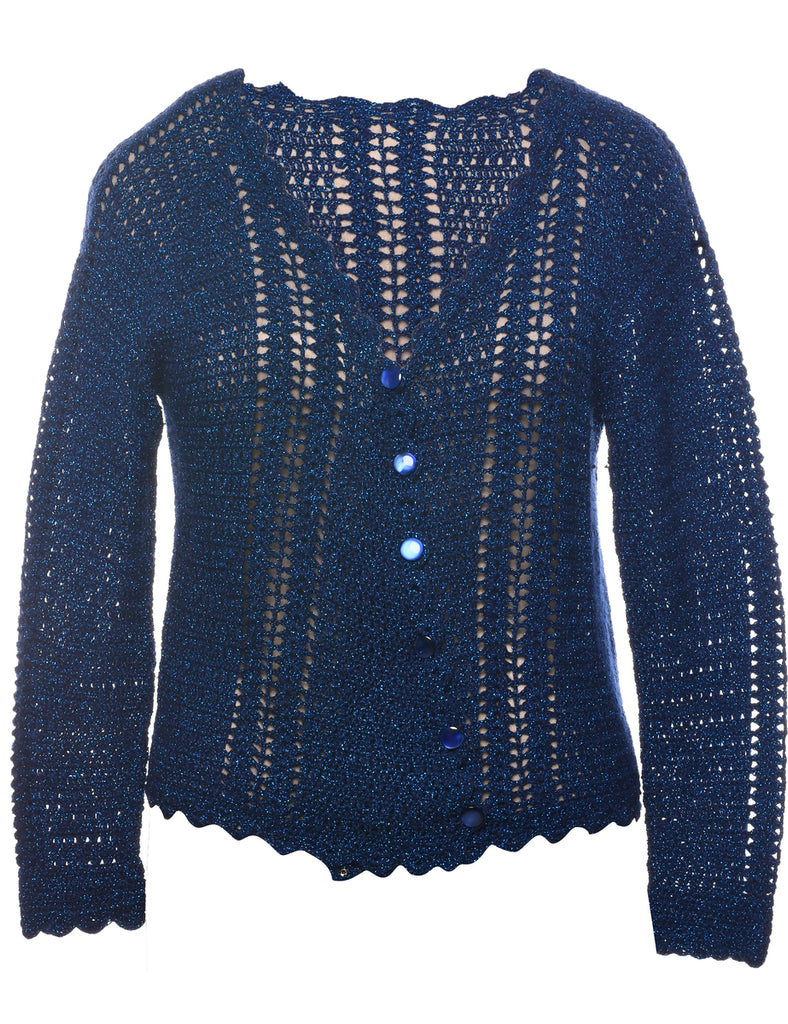 Lurex Thread Pattern Cardigan - M