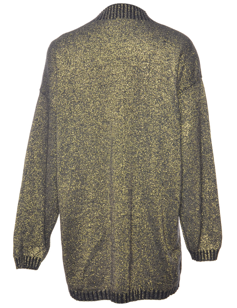 Lurex Thread Pattern Cardigan - L