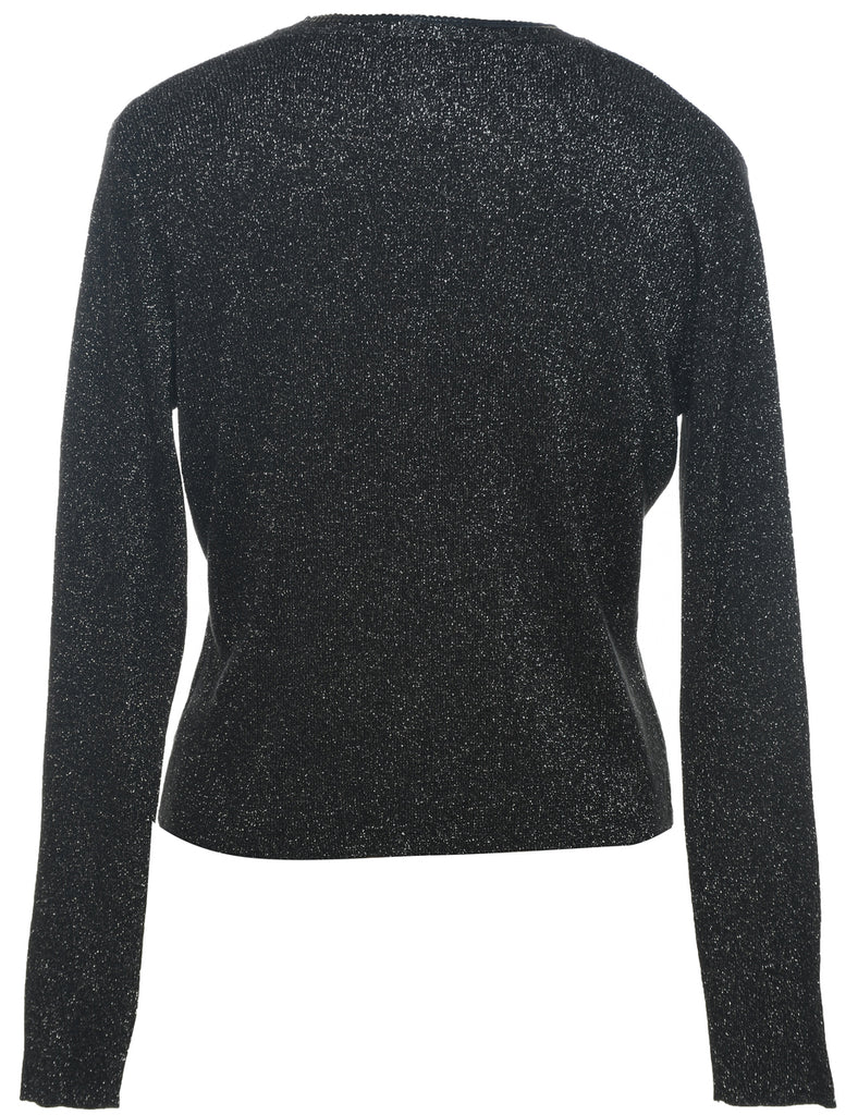 Lurex Thread Pattern Cardigan - L