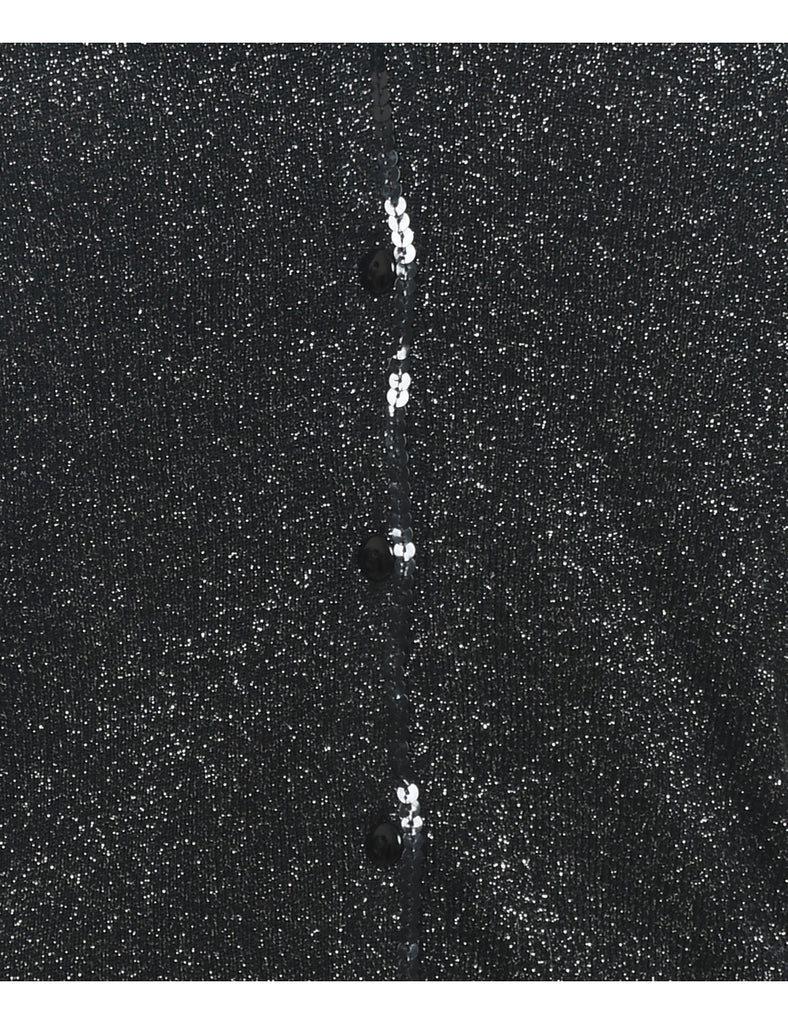 Lurex Thread Pattern Cardigan - L