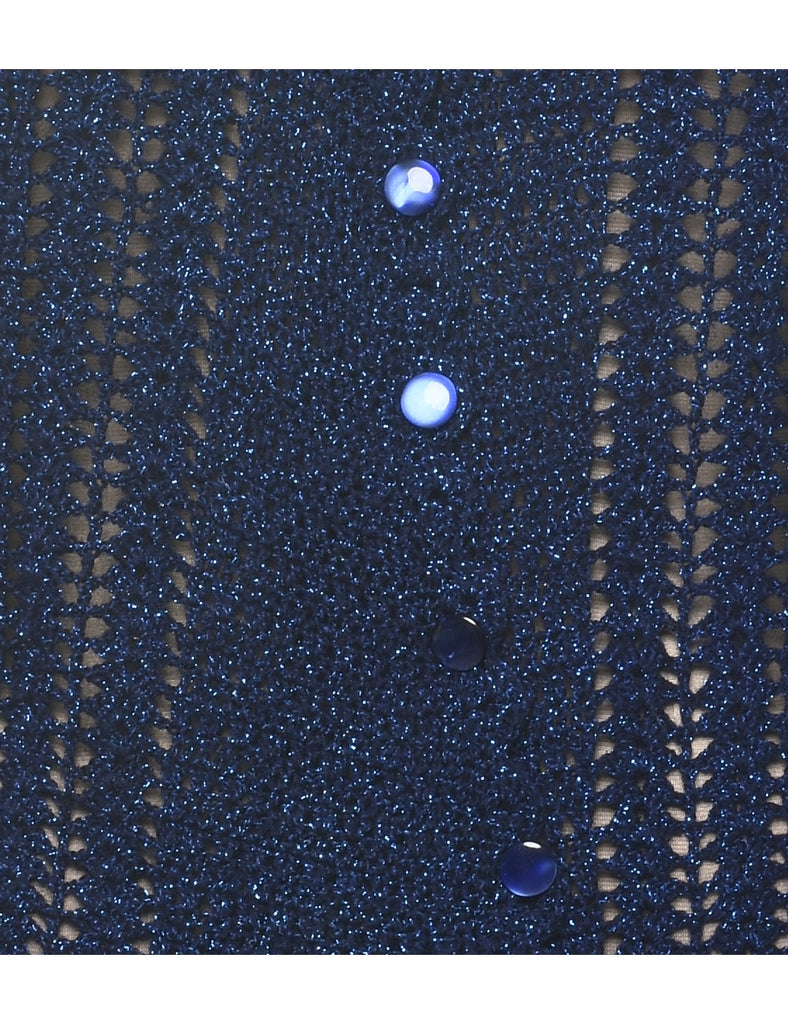 Lurex Thread Pattern Cardigan - M