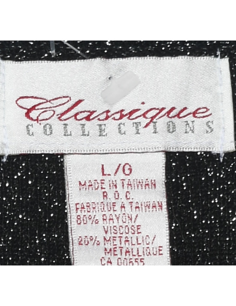 Lurex Thread Pattern Cardigan - L