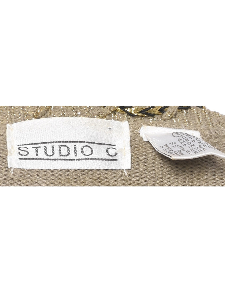 Lurex Thread Pattern Cardigan - S