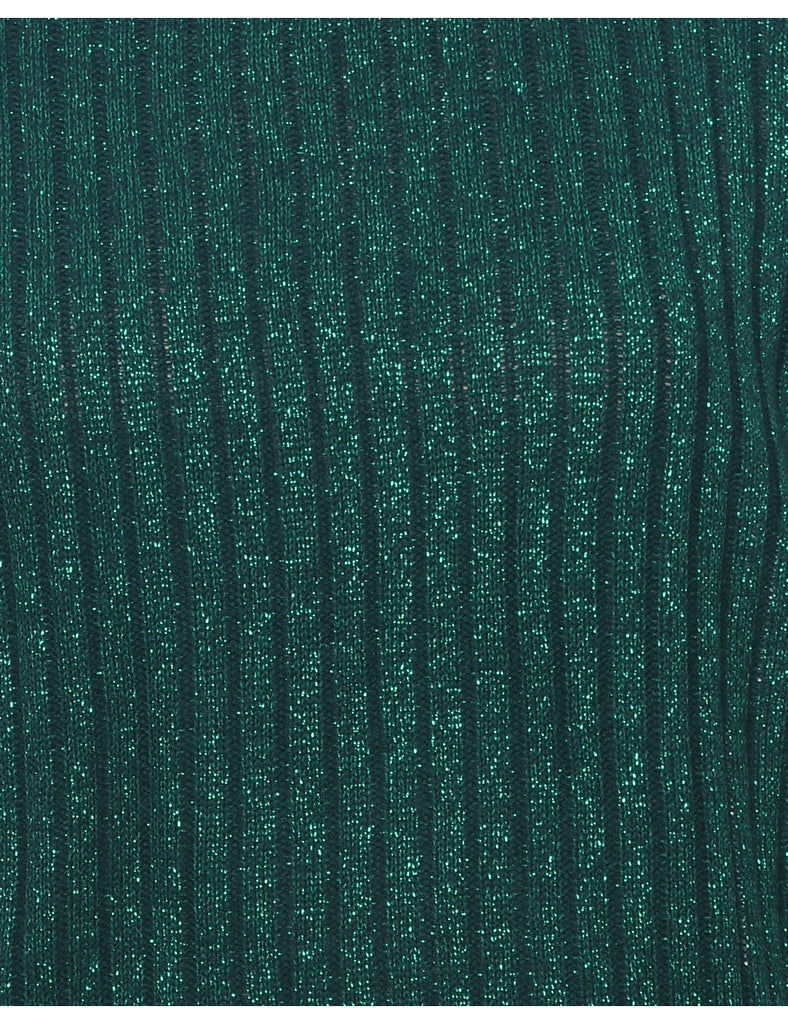 Lurex Thread Pattern Dark Green Petite Jumper - M