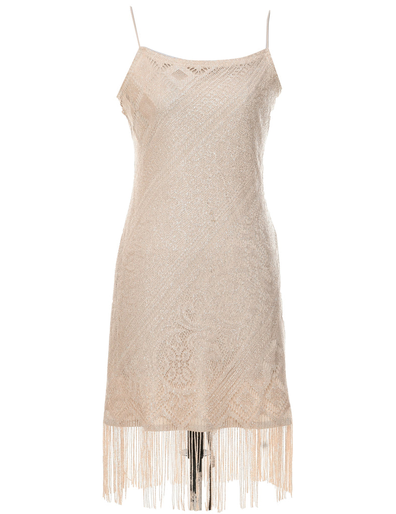 Lurex Thread Pattern Evening Dress - S