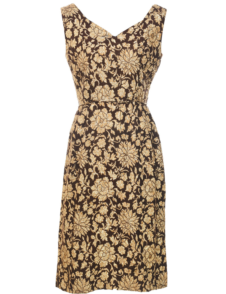 Lurex Thread Pattern Evening Dress - S