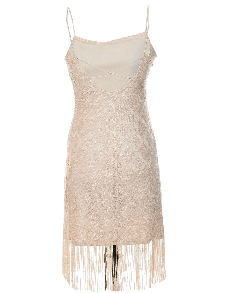 Lurex Thread Pattern Evening Dress - S