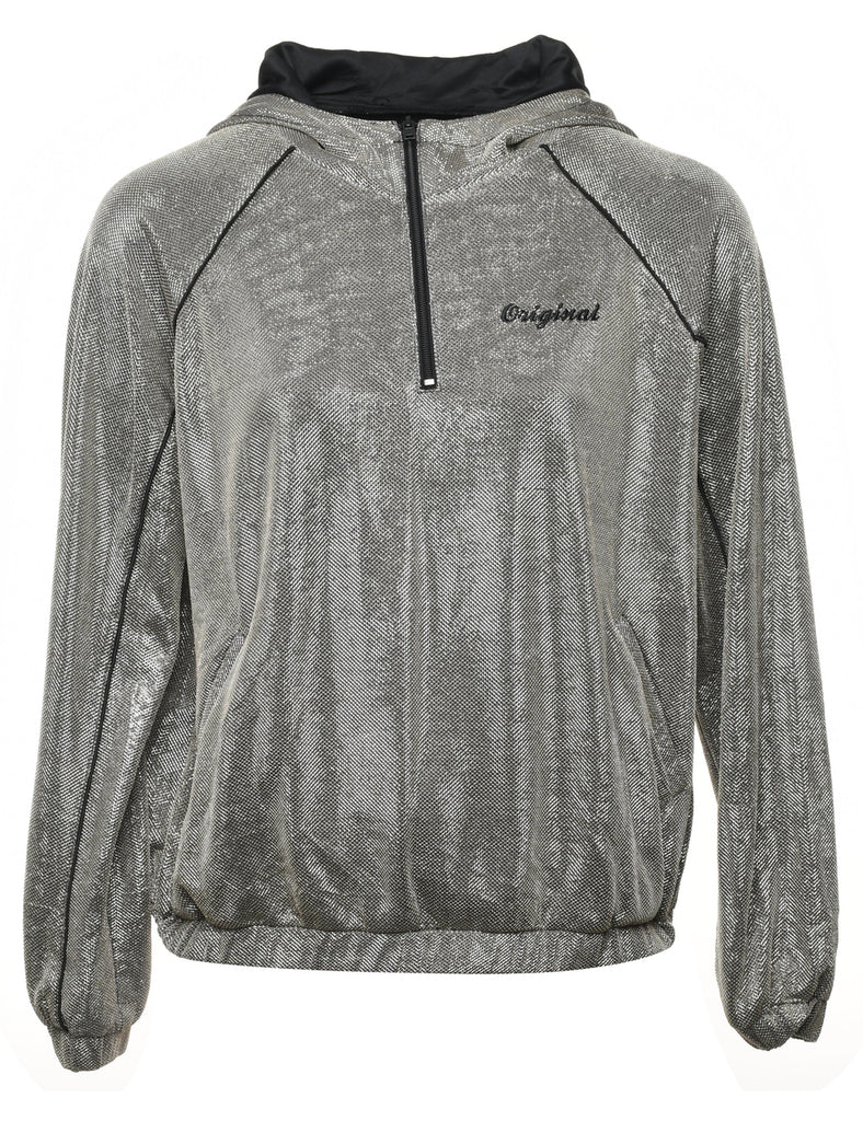 Lurex Thread Pattern Hooded Jacket - M