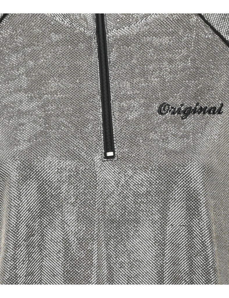 Lurex Thread Pattern Hooded Jacket - M