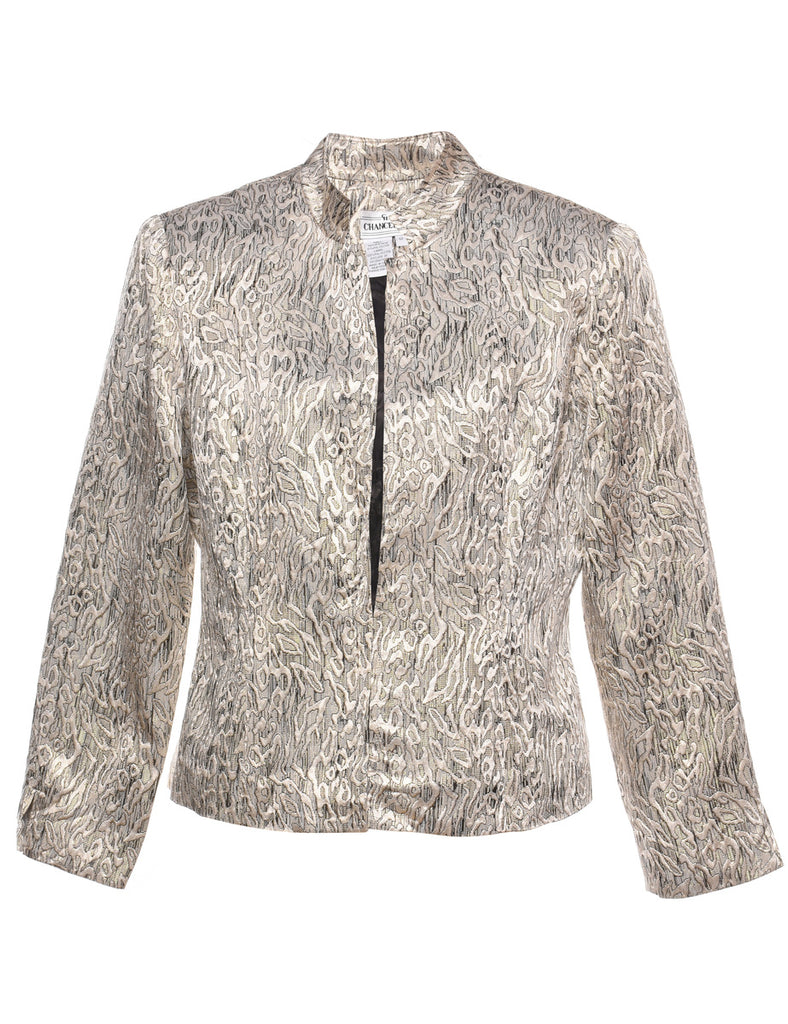 Lurex Thread Pattern Metallic Evening Jacket - L