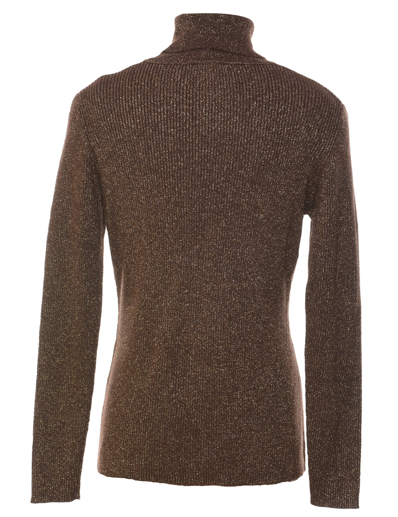 Lurex Thread Pattern Turtleneck Jumper - S