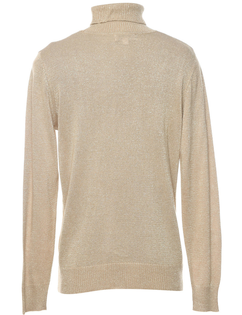 Lurex Thread Pattern Turtleneck Jumper - L