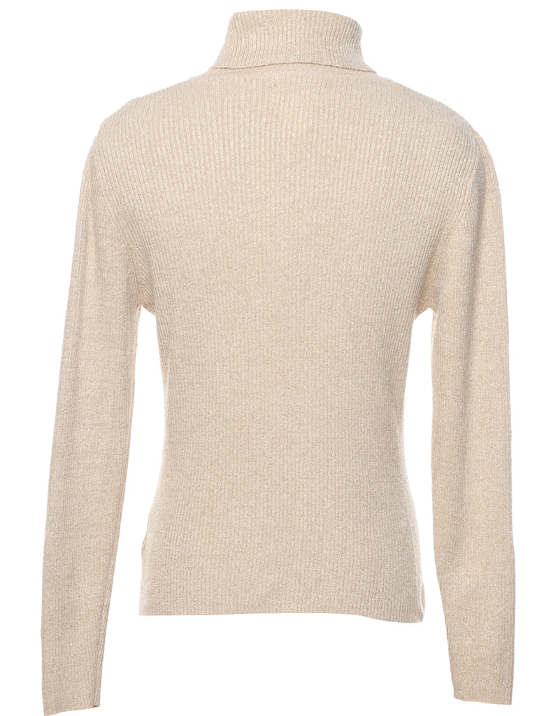 Lurex Thread Pattern Turtleneck Jumper - M