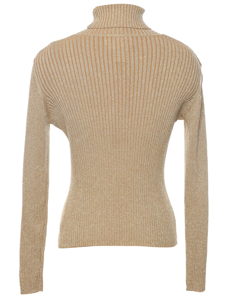 Lurex Thread Pattern Turtleneck Jumper - L