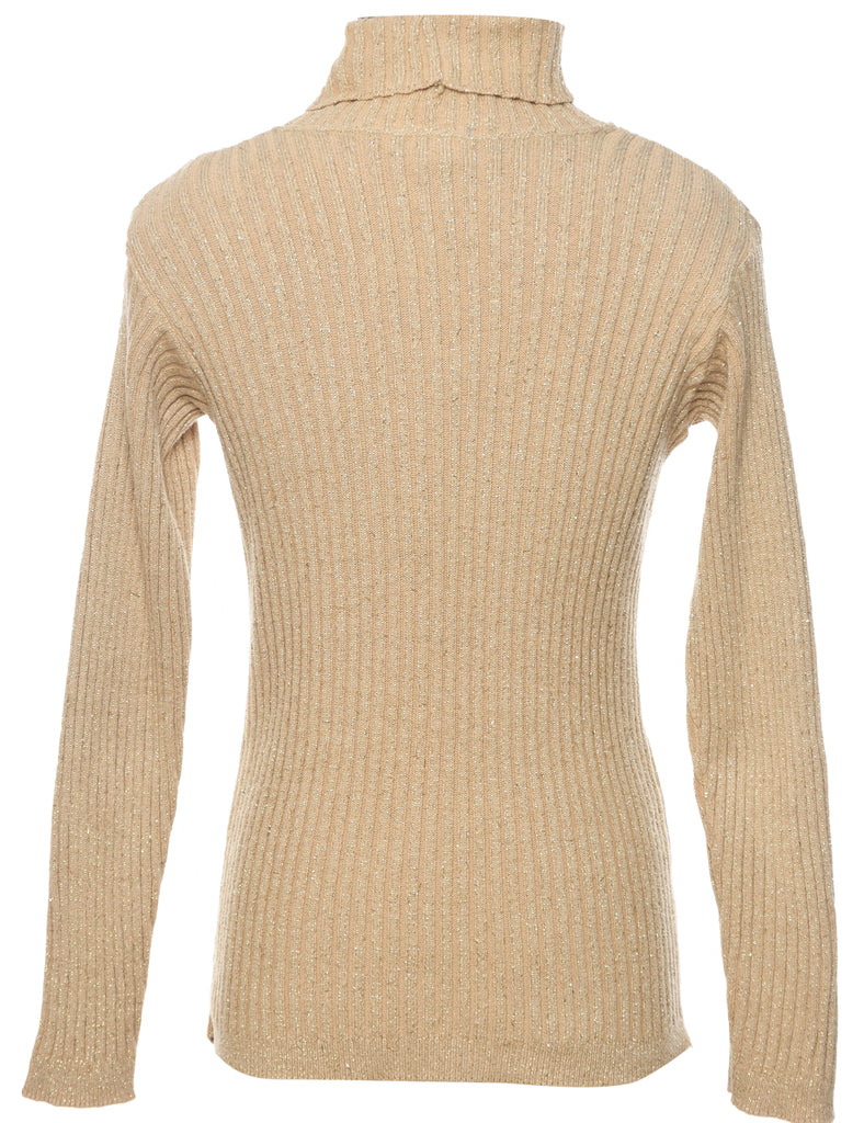 Lurex Thread Pattern Turtleneck Jumper - M