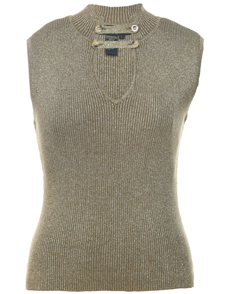 Lurex Thread Pattern Vest - L