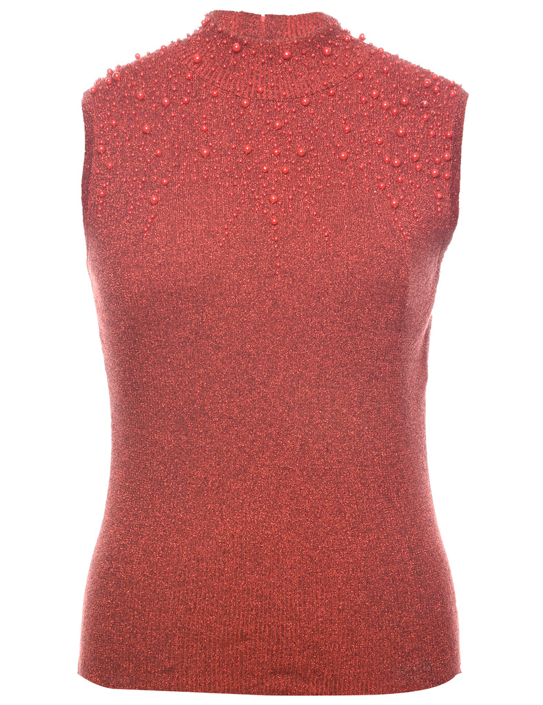 Lurex Thread Pattern Vest - M