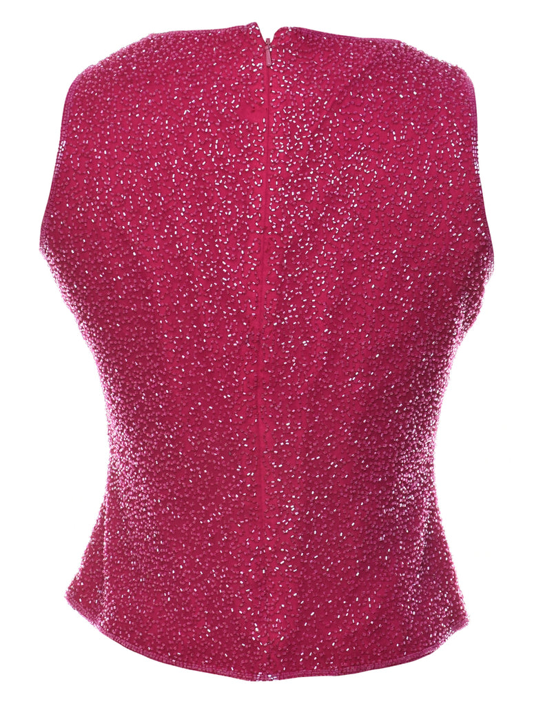 Magenta Beaded Party Top - M