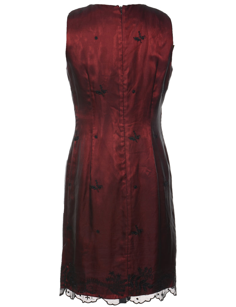 Maroon 1990s Evening Dress - M