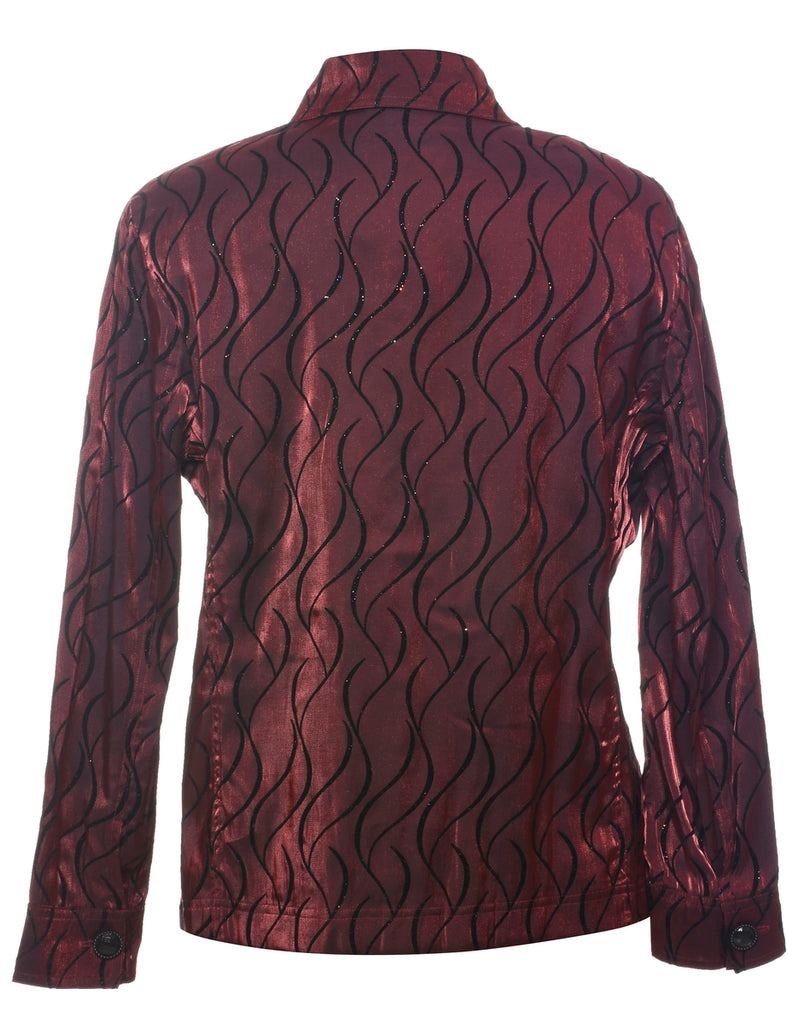 Maroon & Black 1990s Patterned Evening Jacket - M