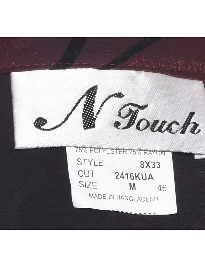 Maroon & Black 1990s Patterned Evening Jacket - M