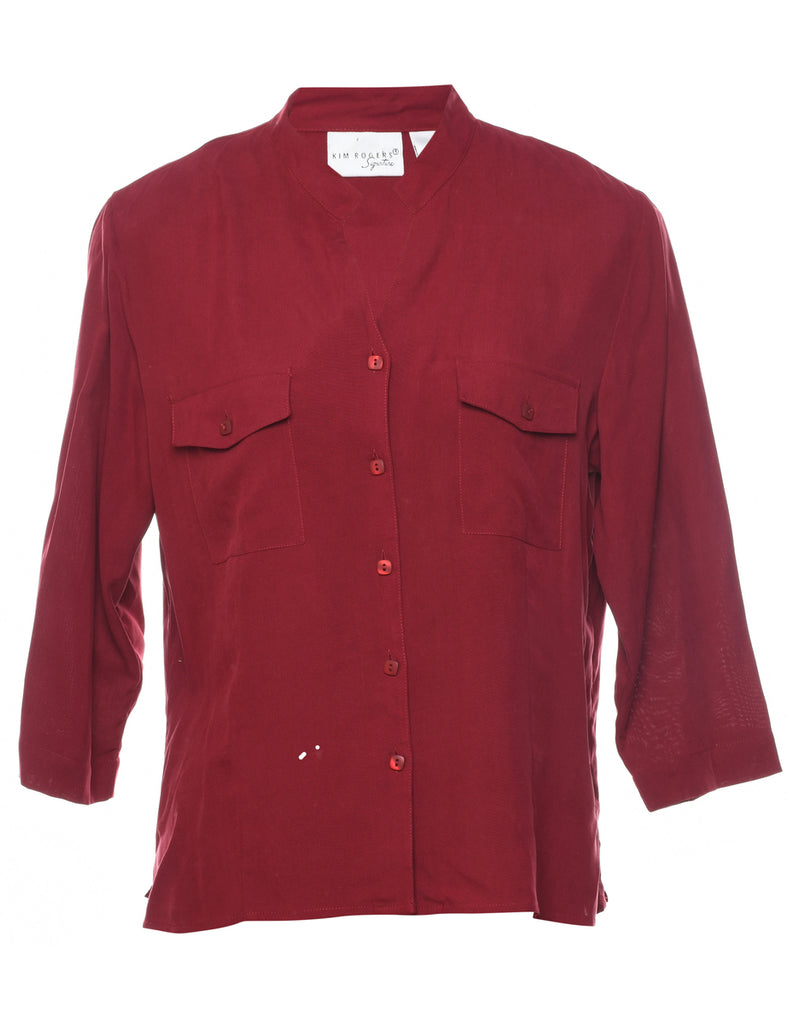 Maroon Classic Silk Blouse - M