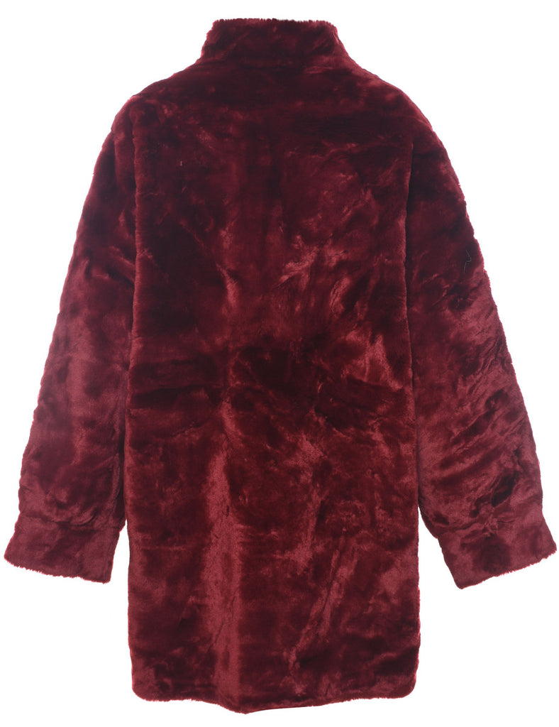 Maroon Faux Fur Coat - XXL