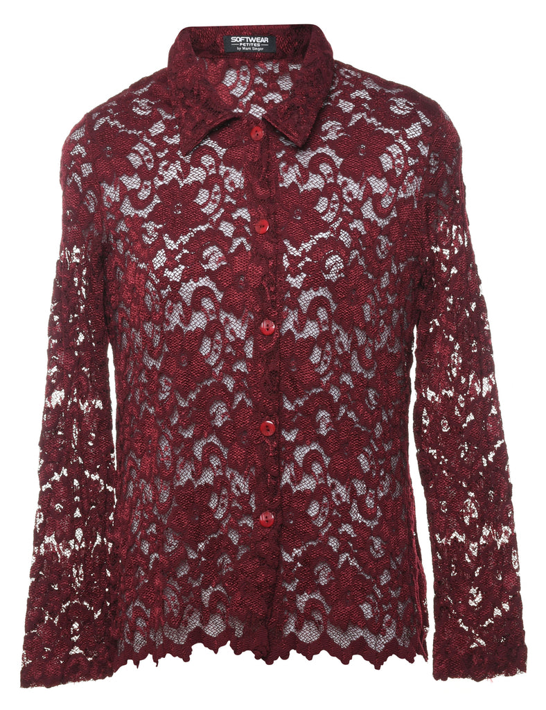 Maroon Lace Shirt - M