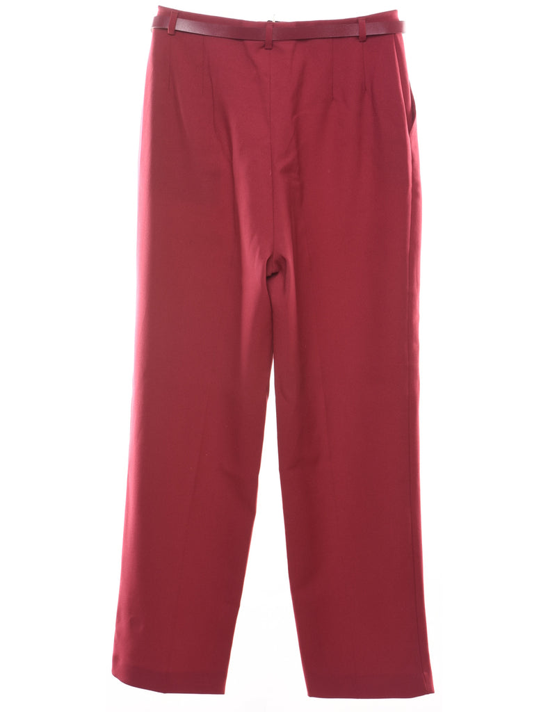 Maroon Tapered Belt Fasten Trousers - W30 L31