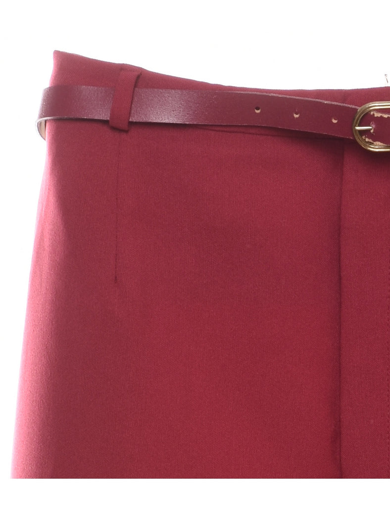 Maroon Tapered Belt Fasten Trousers - W30 L31