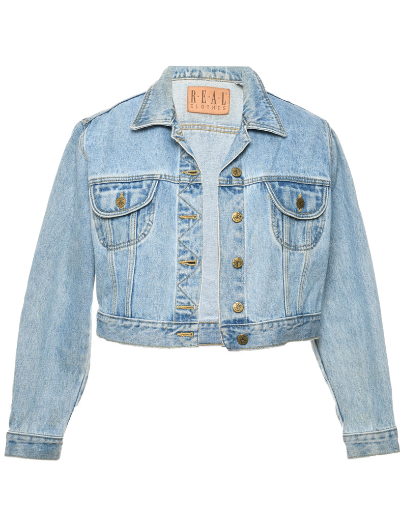 Medium Wash Cropped Denim Jacket - M