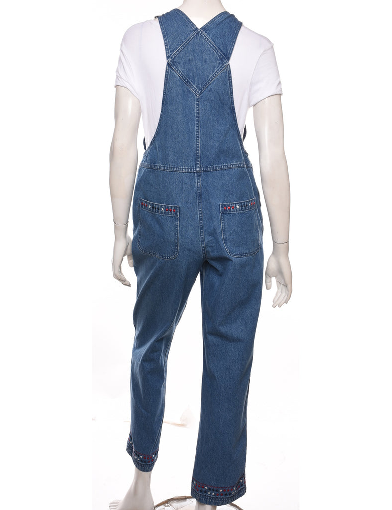 Medium Wash Embroidered Dungarees - W36 L29